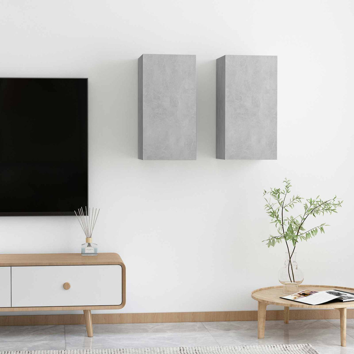 2 Piece TV Cabinet Set Concrete Grey 30,5x30x60 cm Engineered Wood