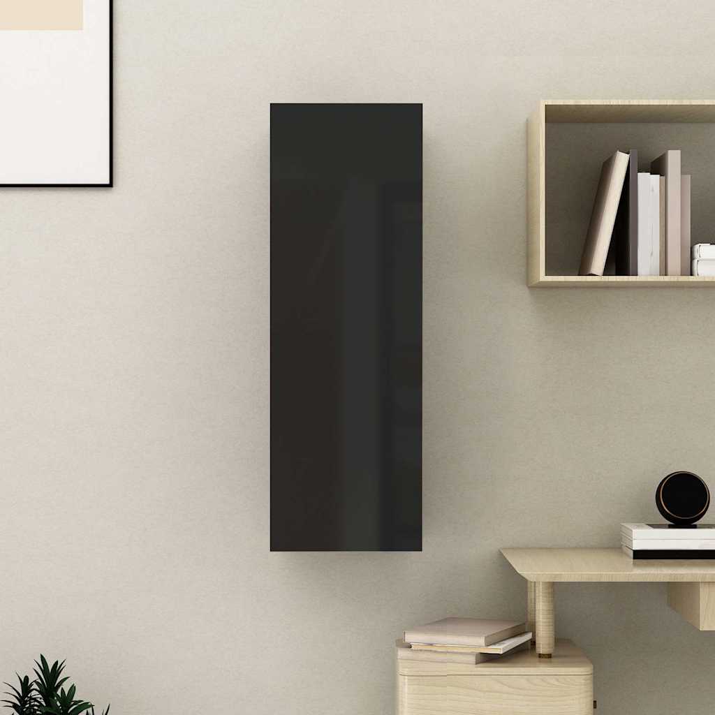 TV Cabinet High Gloss Black 30.5x30x90 cm Engineered Wood