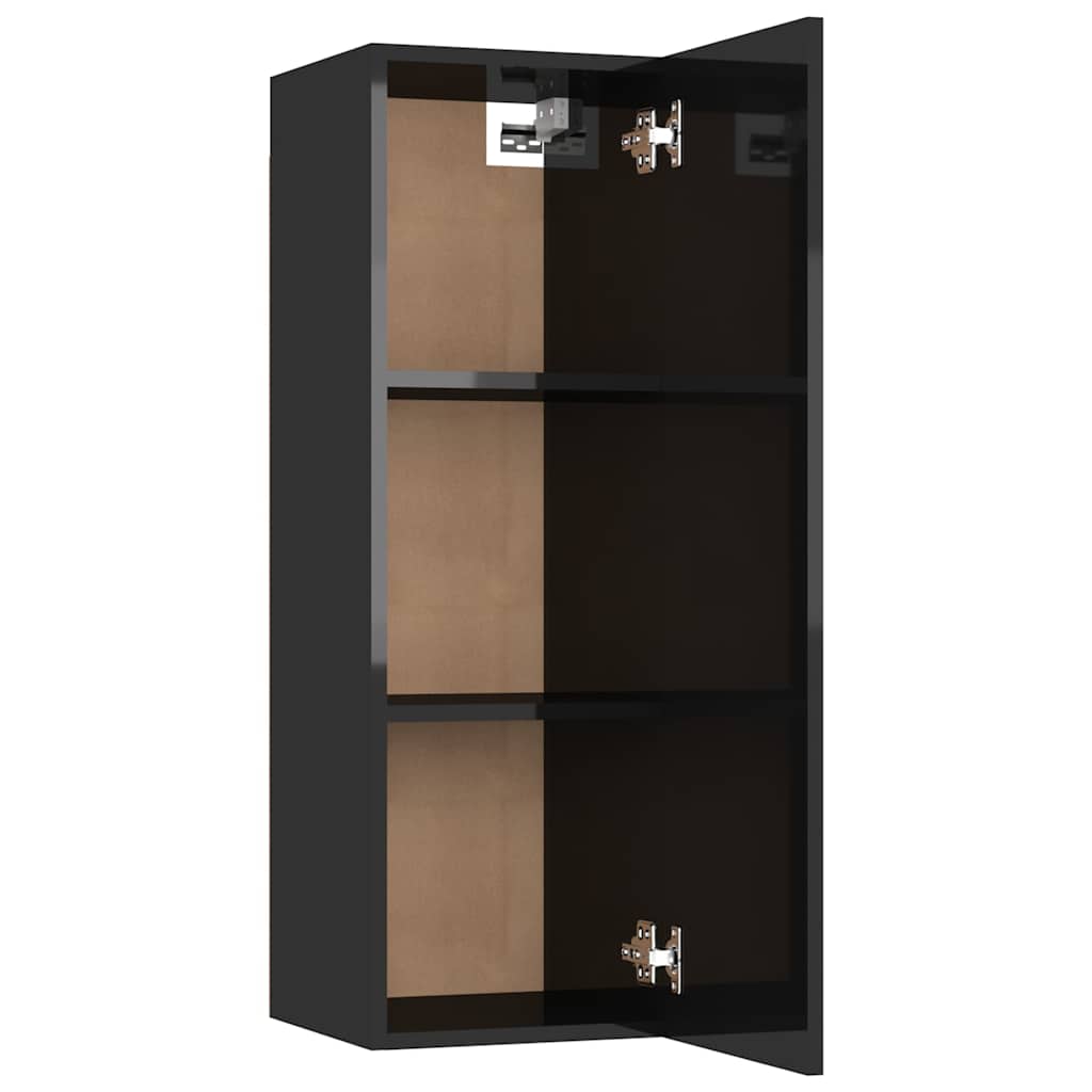 TV Cabinets 2 pcs High Gloss Black 30.5x30x90 cm Engineered Wood