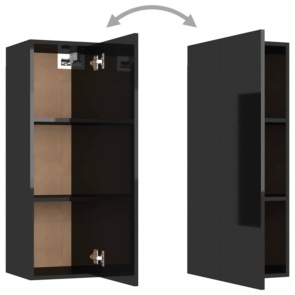 TV Cabinets 2 pcs High Gloss Black 30.5x30x90 cm Engineered Wood