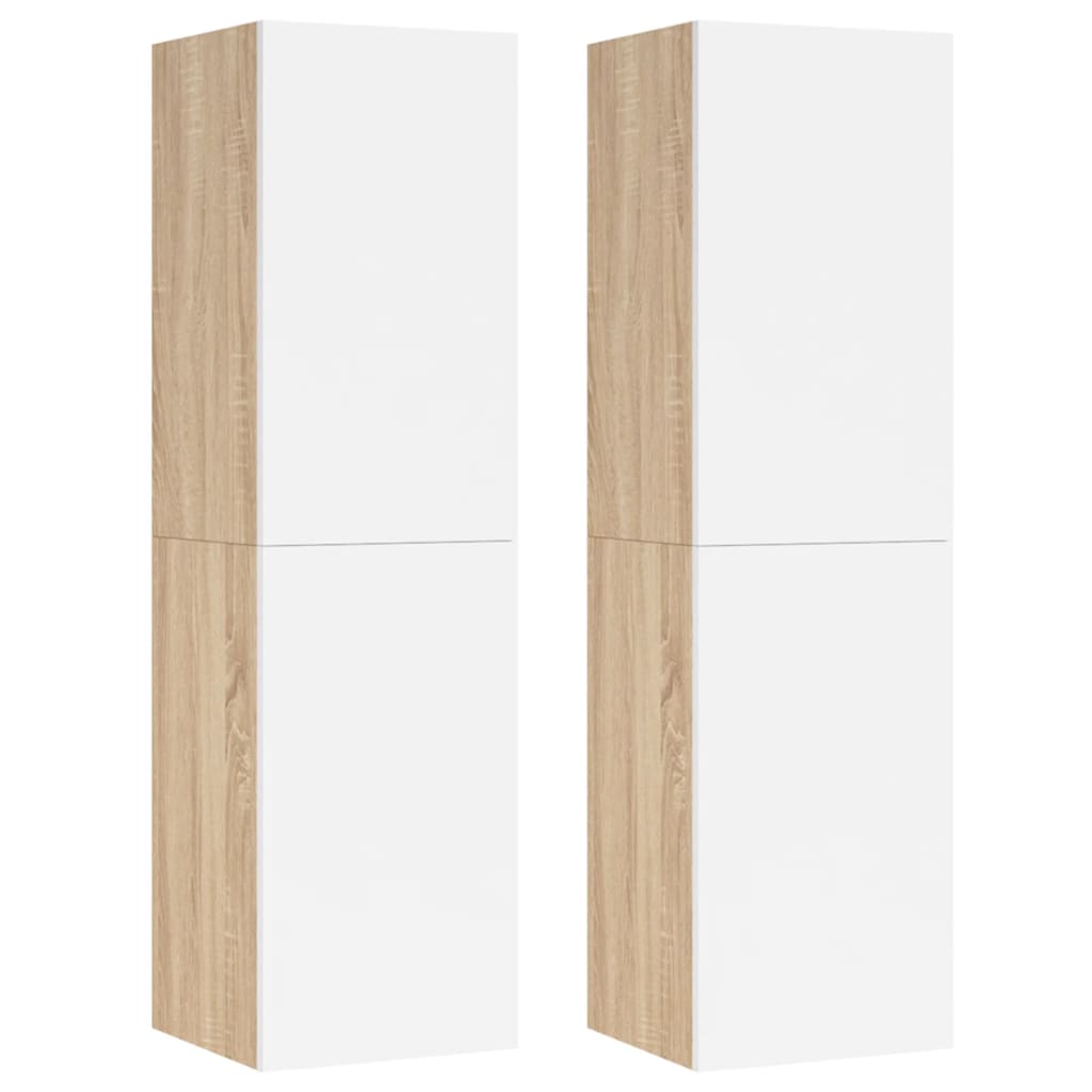 TV Cabinets 2 pcs White and Sonoma Oak 30.5x30x110 cm Engineered Wood