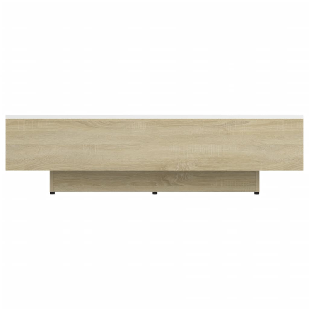 Coffee Table White and Sonoma Oak 100x49.5x31 cm Engineered Wood