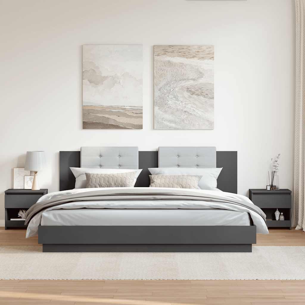 Bedside Cabinets 2 pcs Grey 40x30x39 cm Engineered Wood