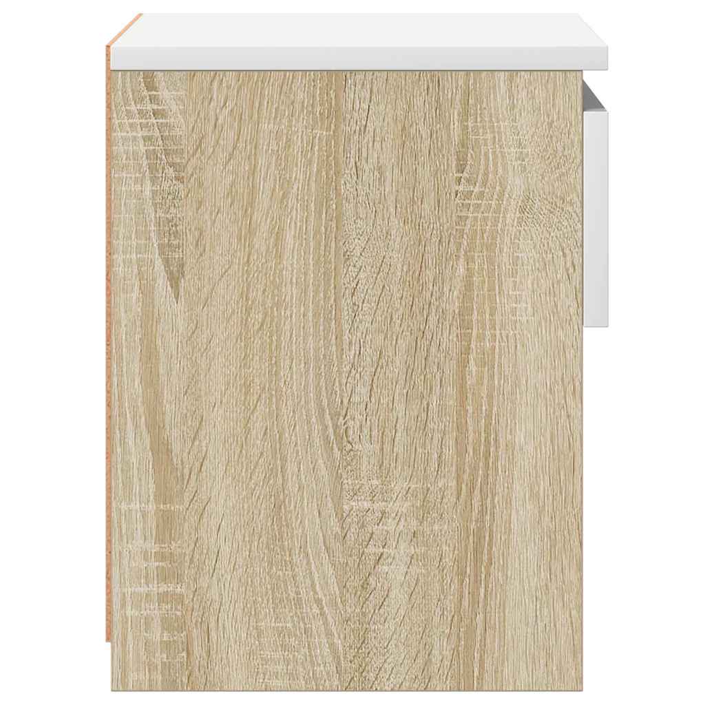 Bedside Cabinet White and Sonoma Oak 40x30x39 cm Engineered Wood