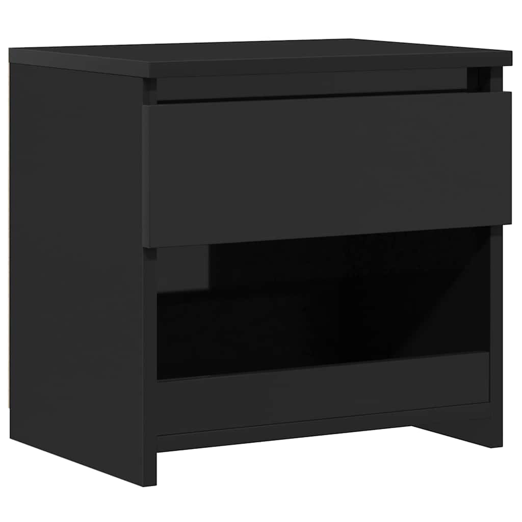 Bedside Cabinet High Gloss Black 40x30x39 cm Engineered Wood