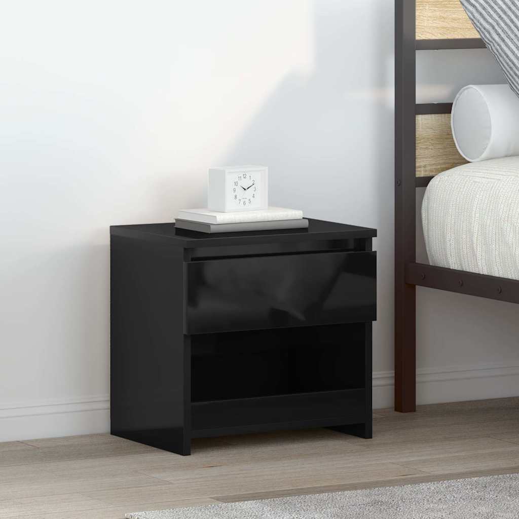 Bedside Cabinet High Gloss Black 40x30x39 cm Engineered Wood