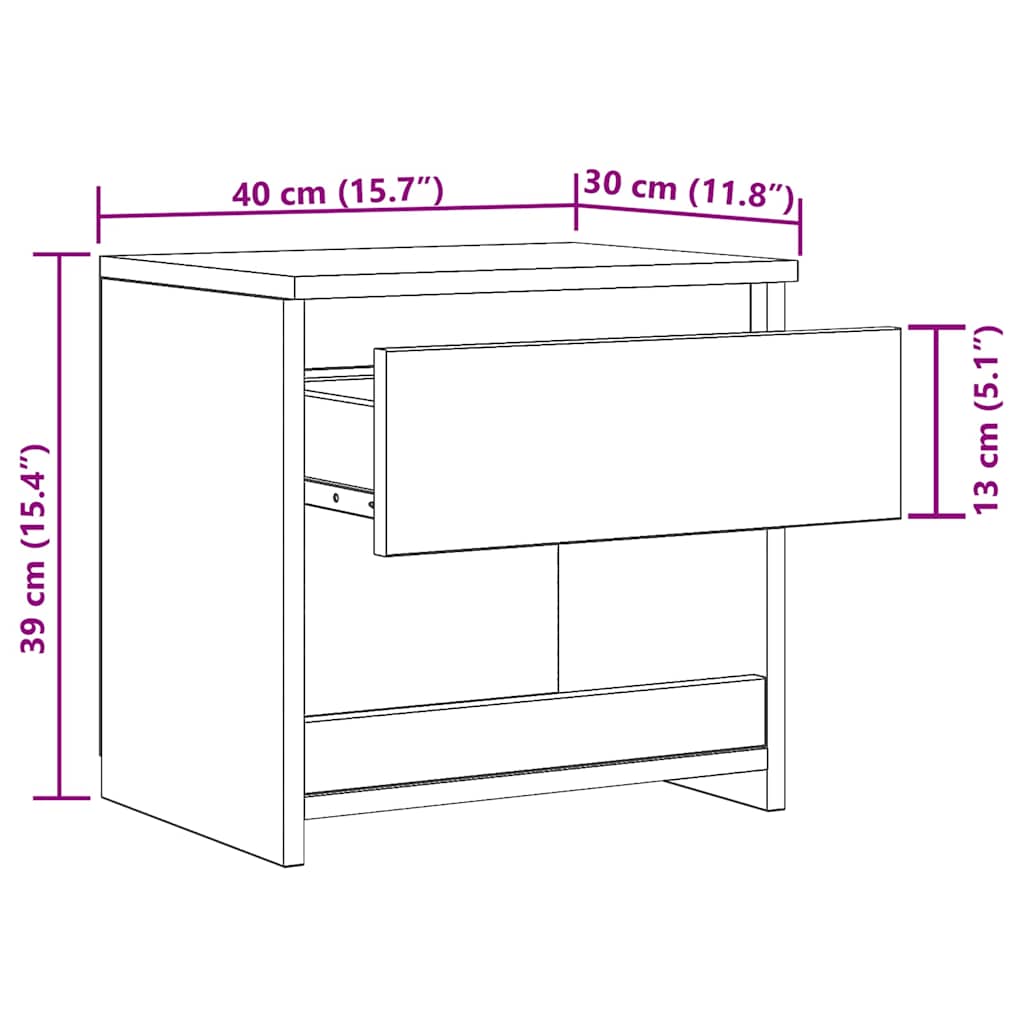 Bedside Cabinet High Gloss Grey 40x30x39 cm Engineered Wood