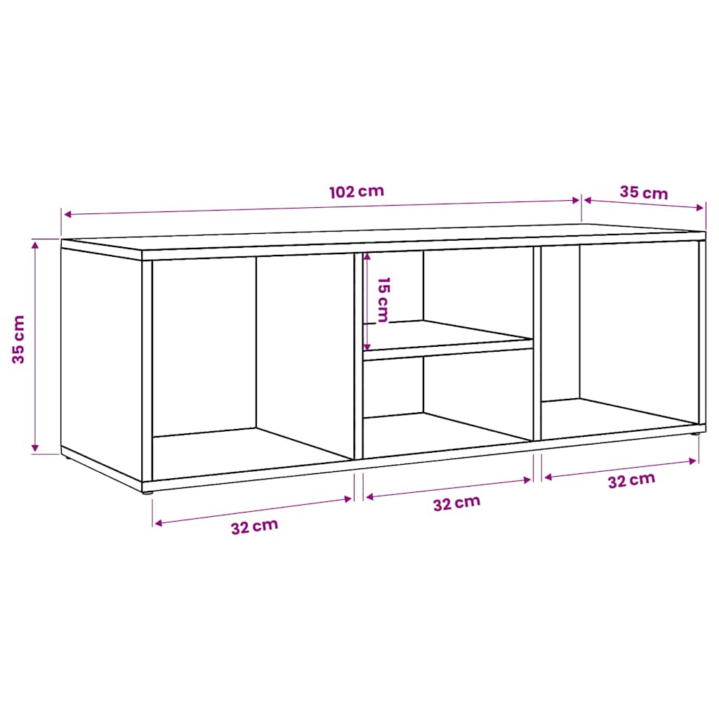 Shoe Storage Bench Grey 102x35x35 cm Engineered Wood