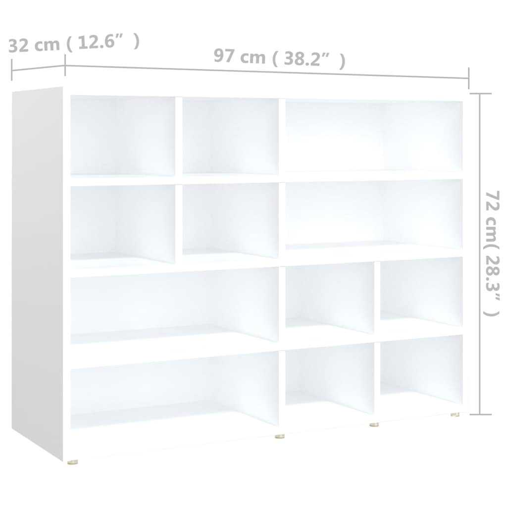 Side Cabinet White 97x32x72 cm Engineered Wood