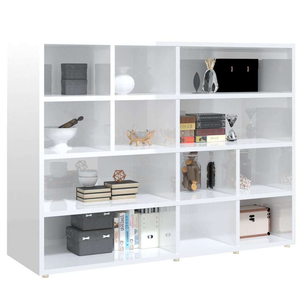 Side Cabinet High Gloss White 97x32x72 cm Engineered Wood