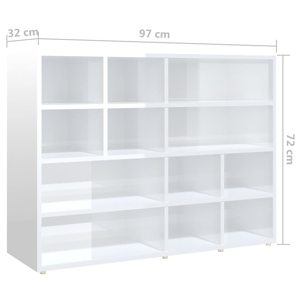 Side Cabinet High Gloss White 97x32x72 cm Engineered Wood