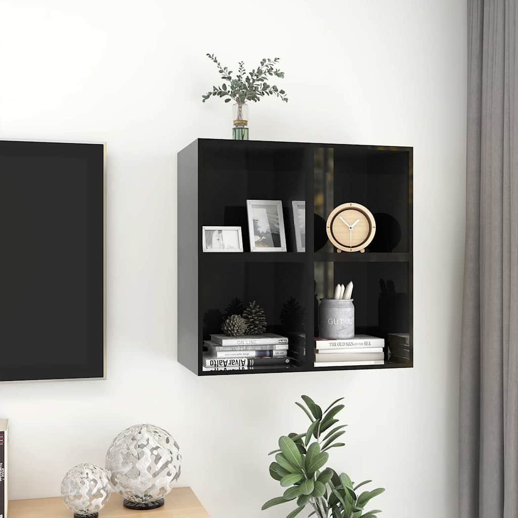 Wall Cabinets 4 pcs High Gloss Black 37x37x37 cm Engineered Wood