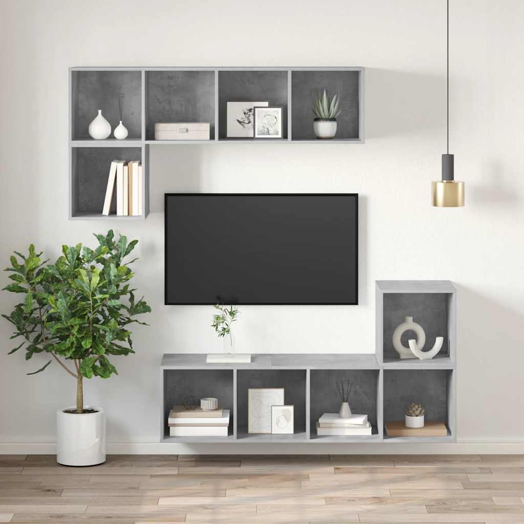 Wall-mounted TV Cabinet Concrete Grey 37x37x107 cm Engineered Wood