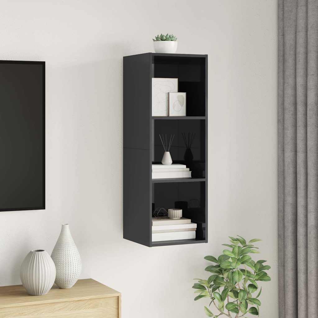 Wall-mounted TV Cabinet High Gloss Grey 37x37x107 cm Engineered Wood