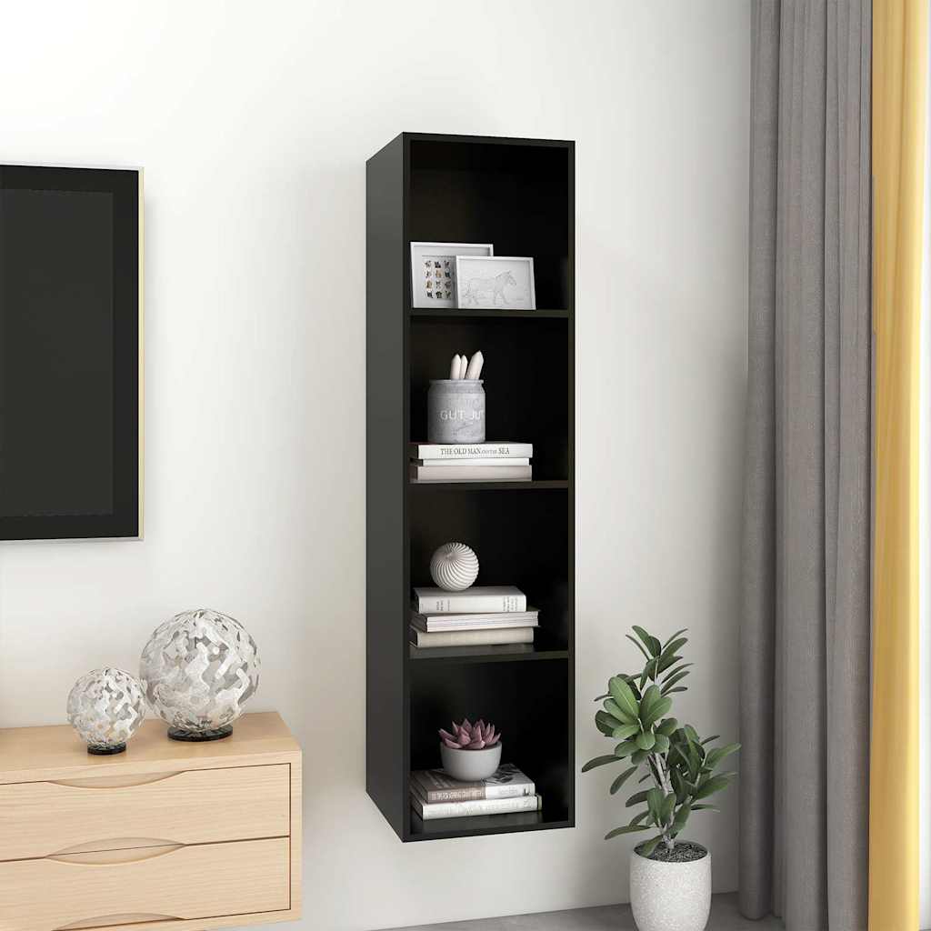 Wall-mounted TV Cabinet Black 37x37x142.5 cm Engineered Wood