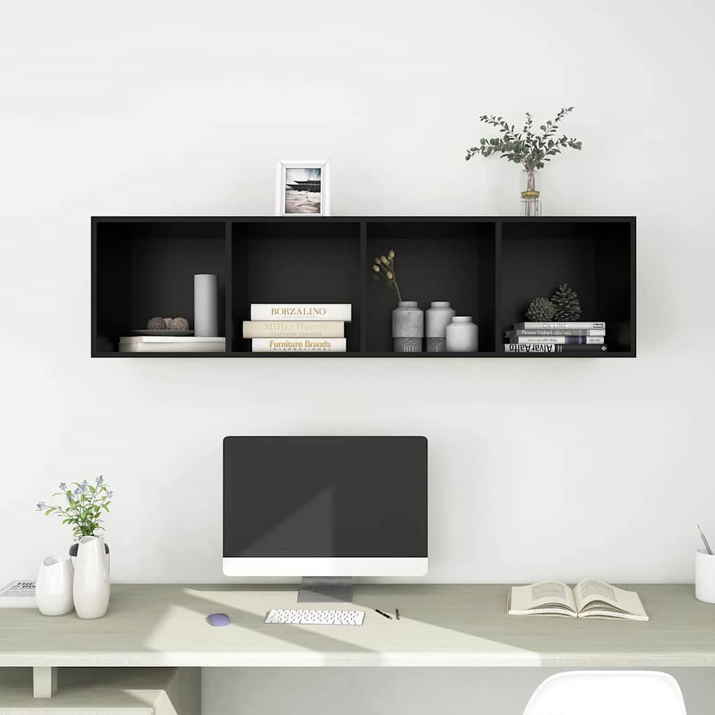 Wall-mounted TV Cabinet Black 37x37x142.5 cm Engineered Wood