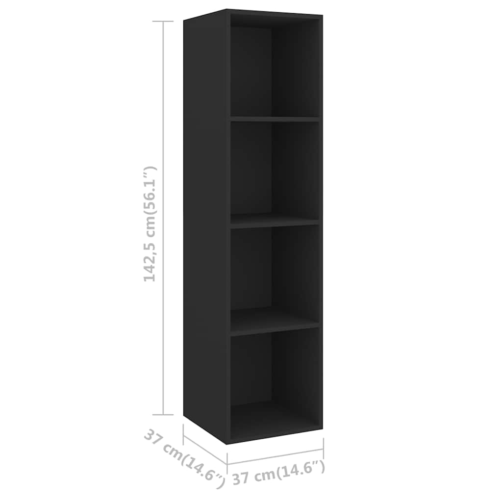 Wall-mounted TV Cabinet Black 37x37x142.5 cm Engineered Wood