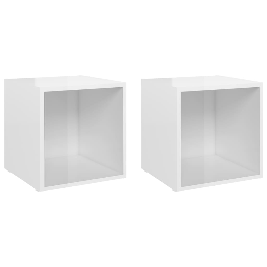 TV Cabinets 2 pcs High Gloss White 37x35x37 cm Engineered Wood
