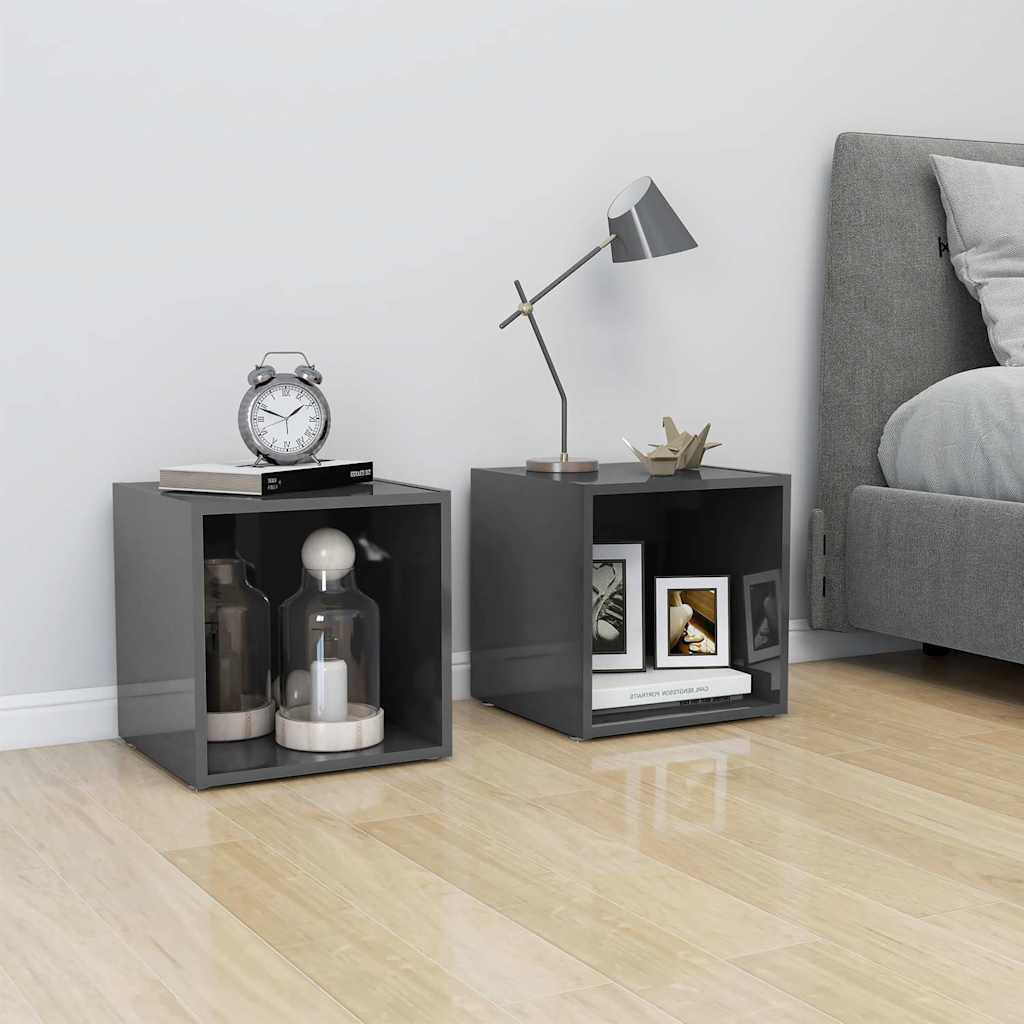 TV Cabinet High Gloss Grey 37x35x37 cm Engineered Wood