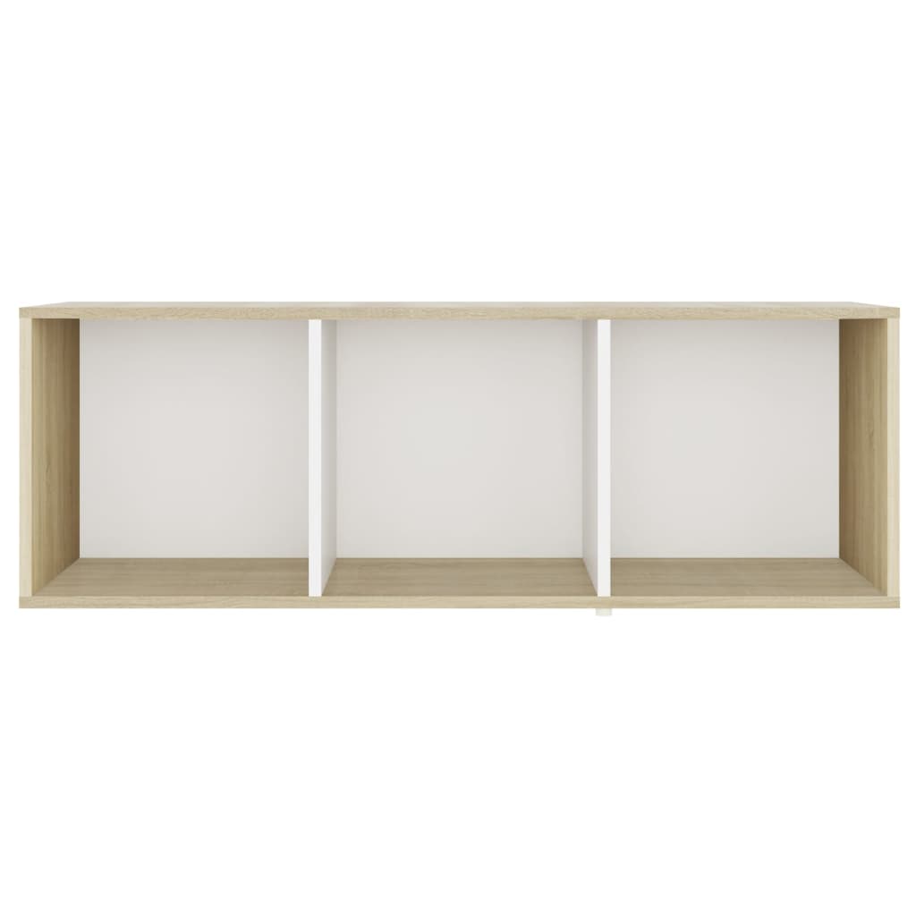 TV Cabinet White and Sonoma Oak 107x35x37 cm Engineered Wood