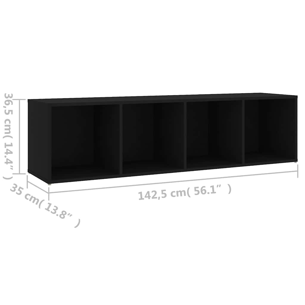TV Cabinet Black 142.5x35x36.5 cm Engineered Wood