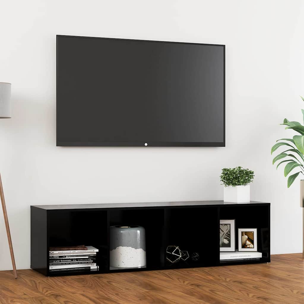 TV Cabinet Black 142.5x35x36.5 cm Engineered Wood
