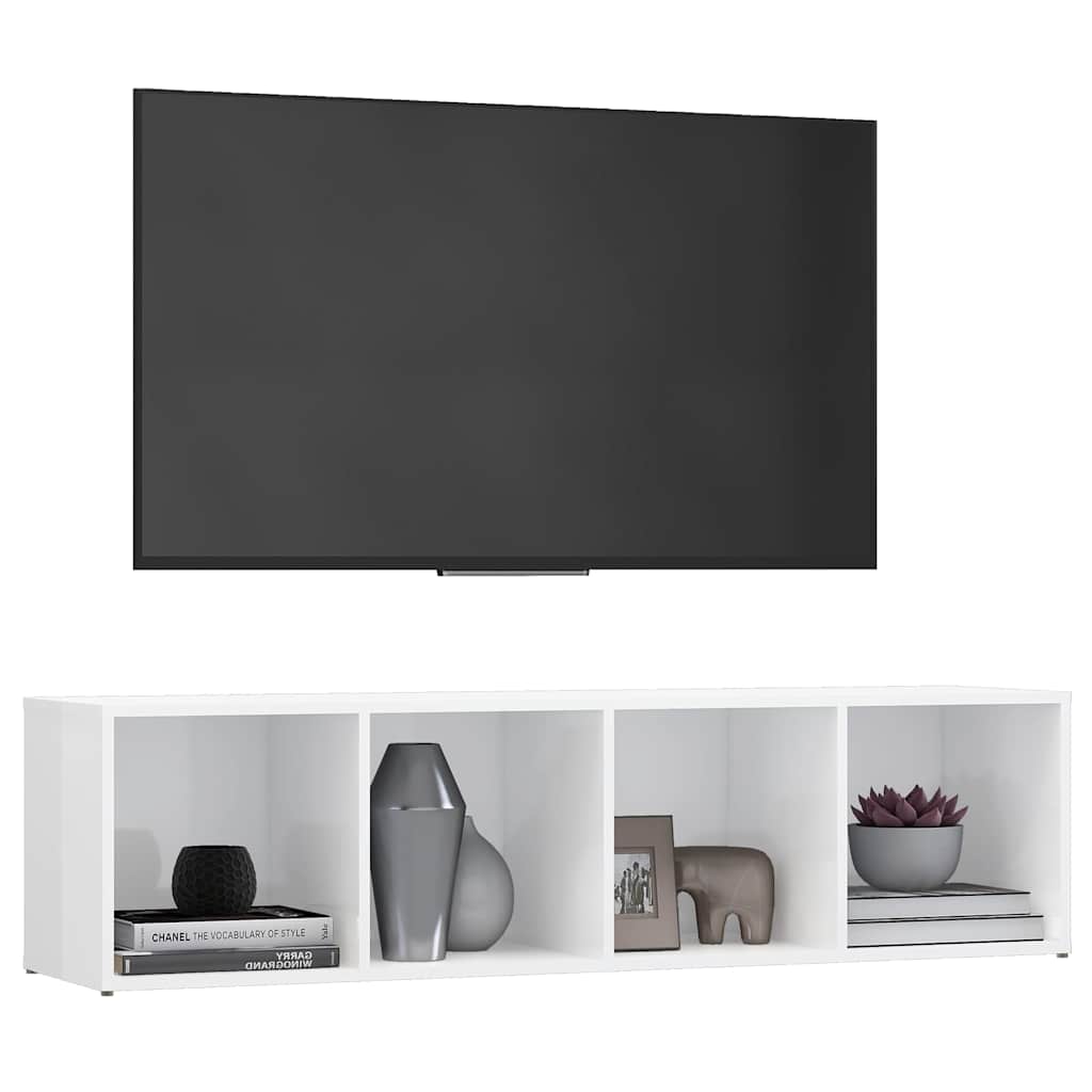 TV Cabinet High Gloss White 142.5x35x36.5 cm Engineered Wood