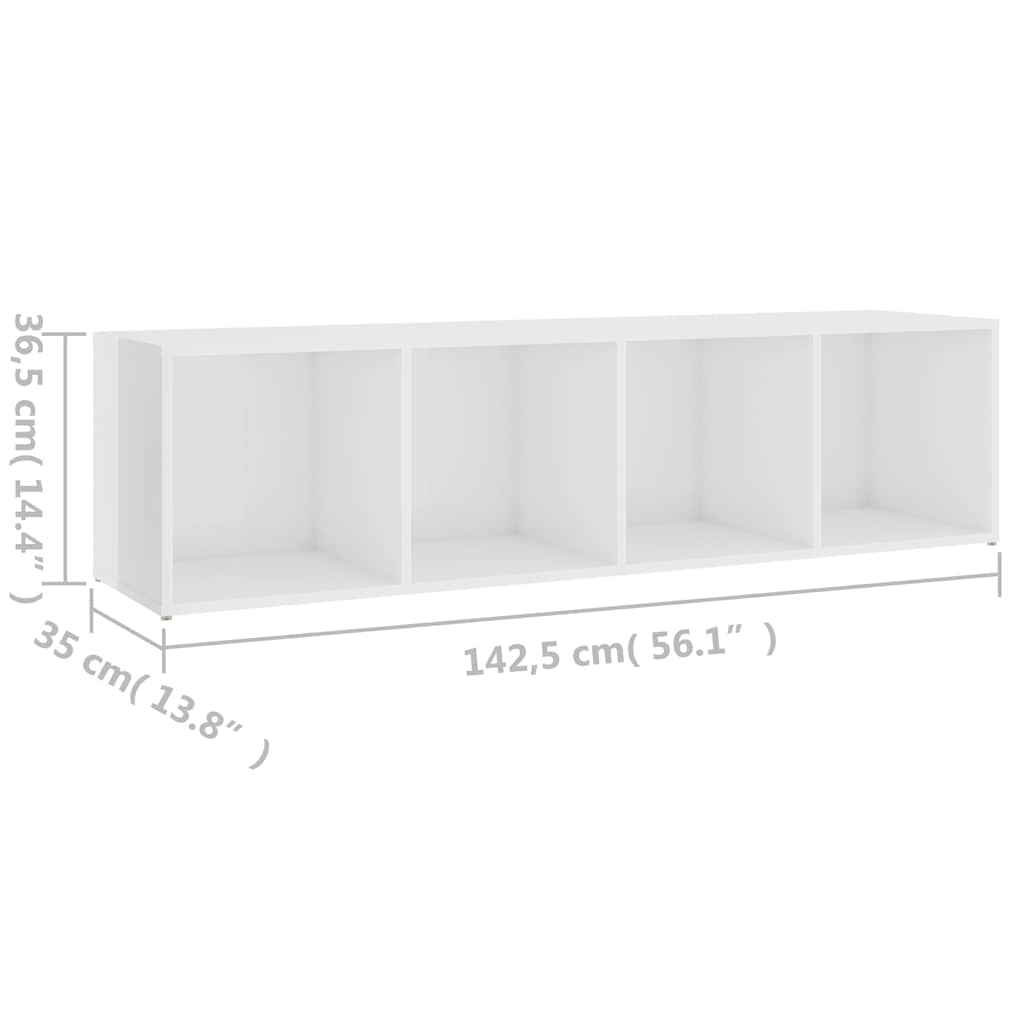 TV Cabinet High Gloss White 142.5x35x36.5 cm Engineered Wood