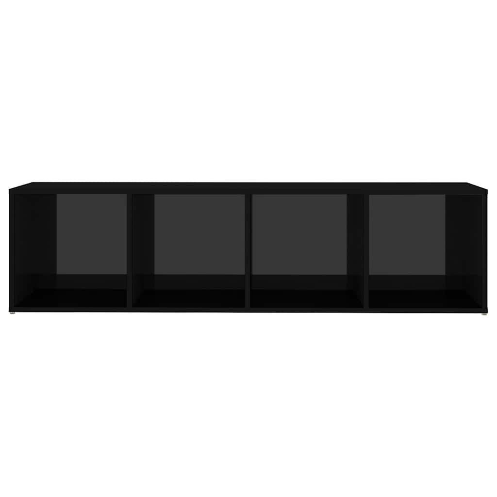 TV Cabinet High Gloss Black 142.5x35x36.5 cm Engineered Wood