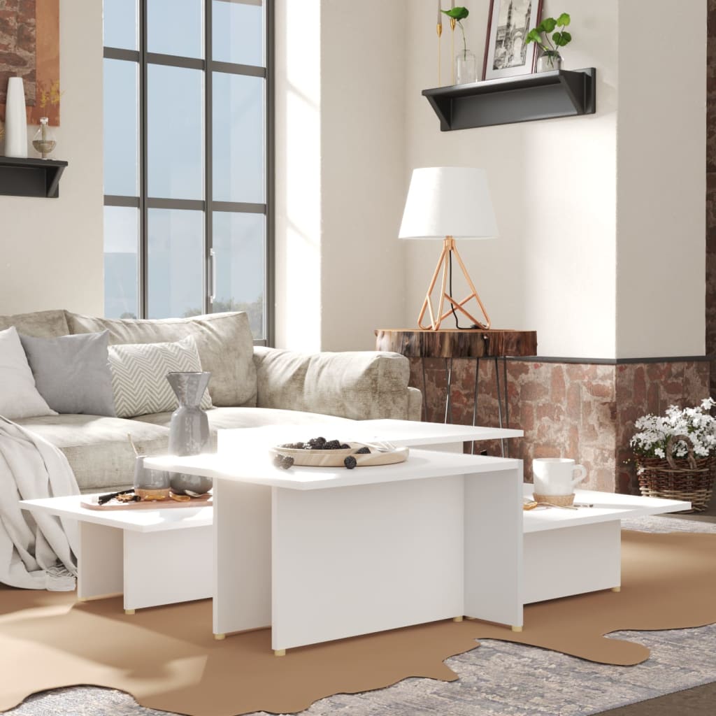 Coffee Tables 2 pcs White 111.5x50x33 cm Engineered Wood