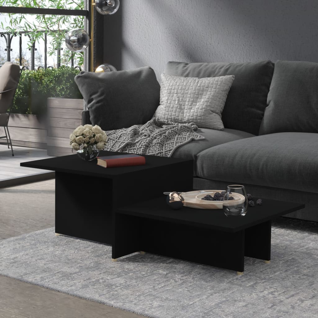 Coffee Table Black 111.5x50x33 cm Engineered Wood