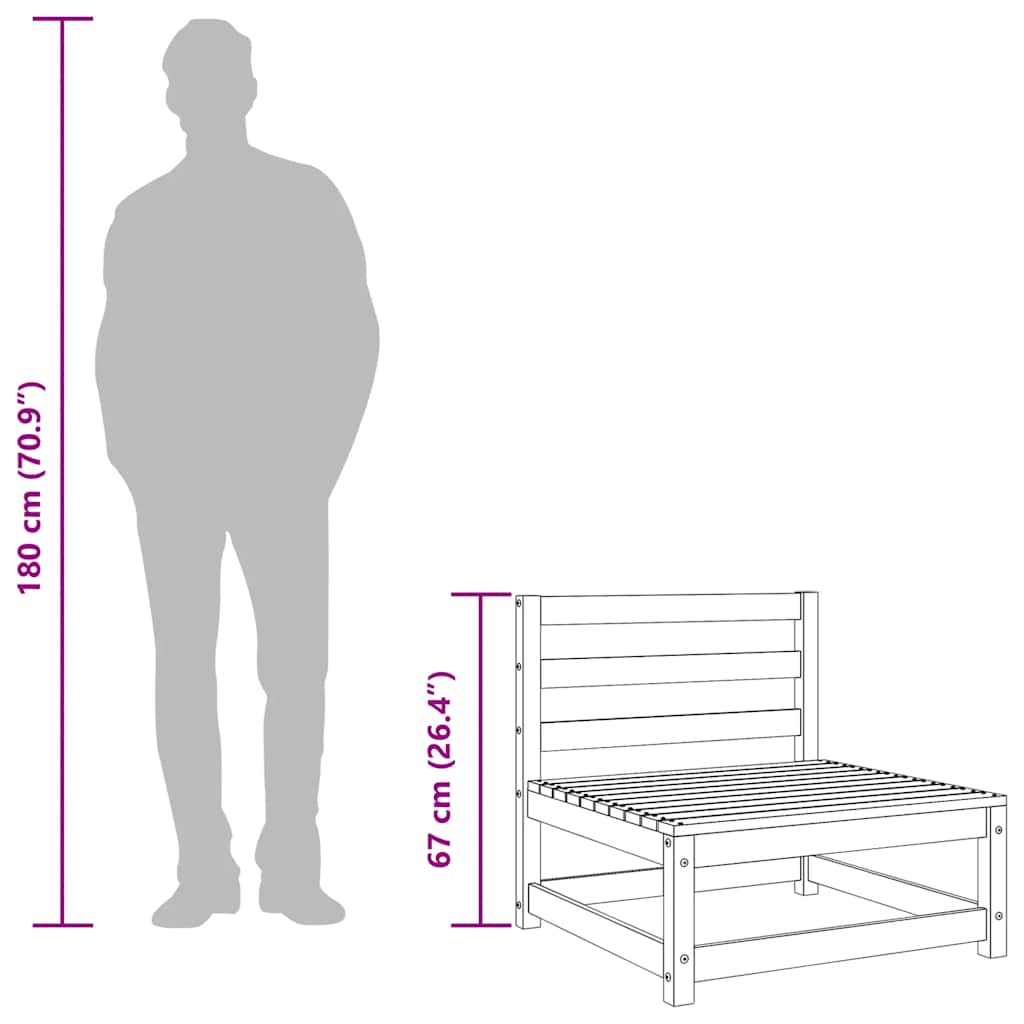 Garden Middle Sofa White Solid Pinewood