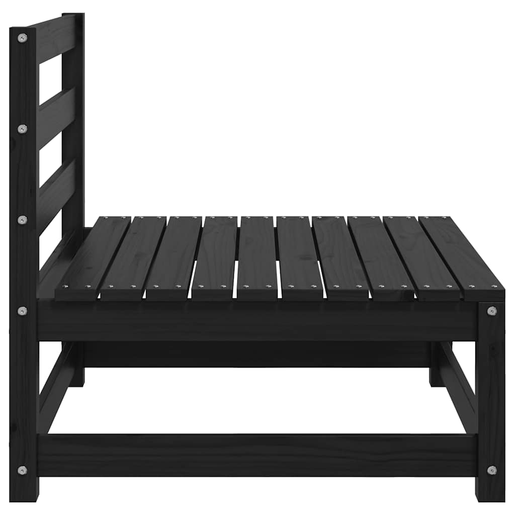 Garden Middle Sofa Black Solid Pinewood