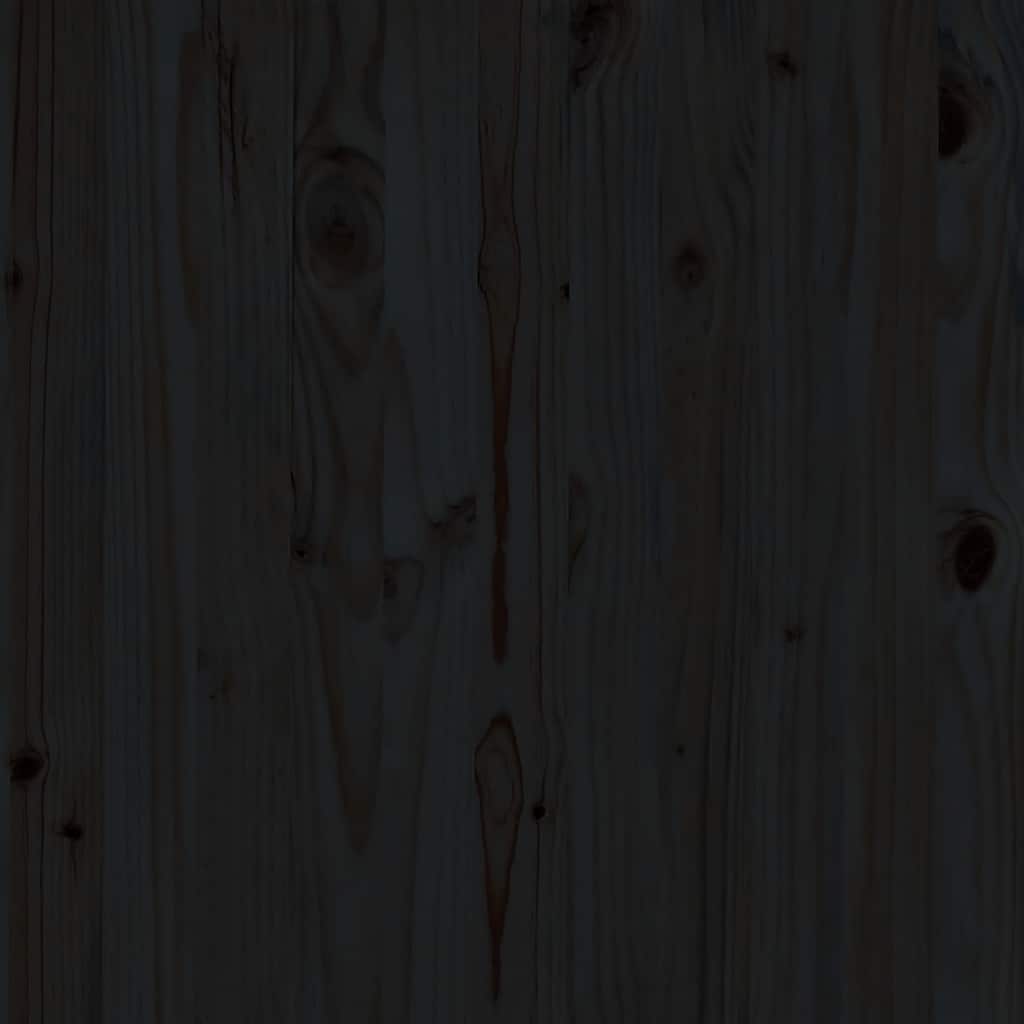 Garden Middle Sofa Black Solid Pinewood