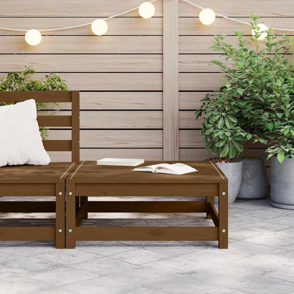 Garden Footstool 70x70x30 cm Honey Brown Solid Pinewood