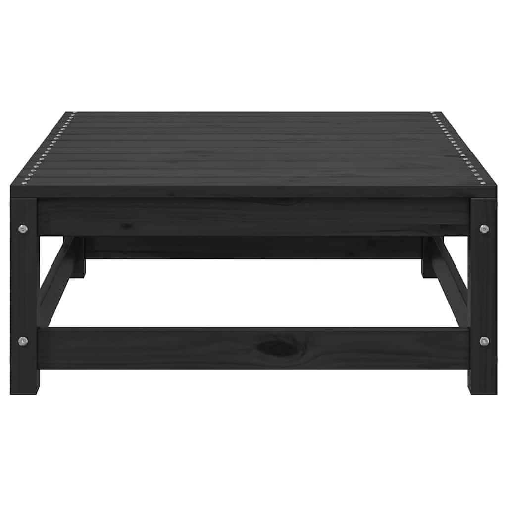 Garden Footstool with Cushion Black Solid Pinewood
