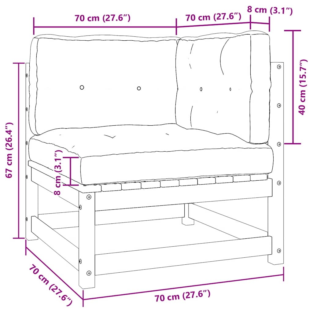 2 Piece Garden Lounge Set with Cushions Honey Brown Pinewood
