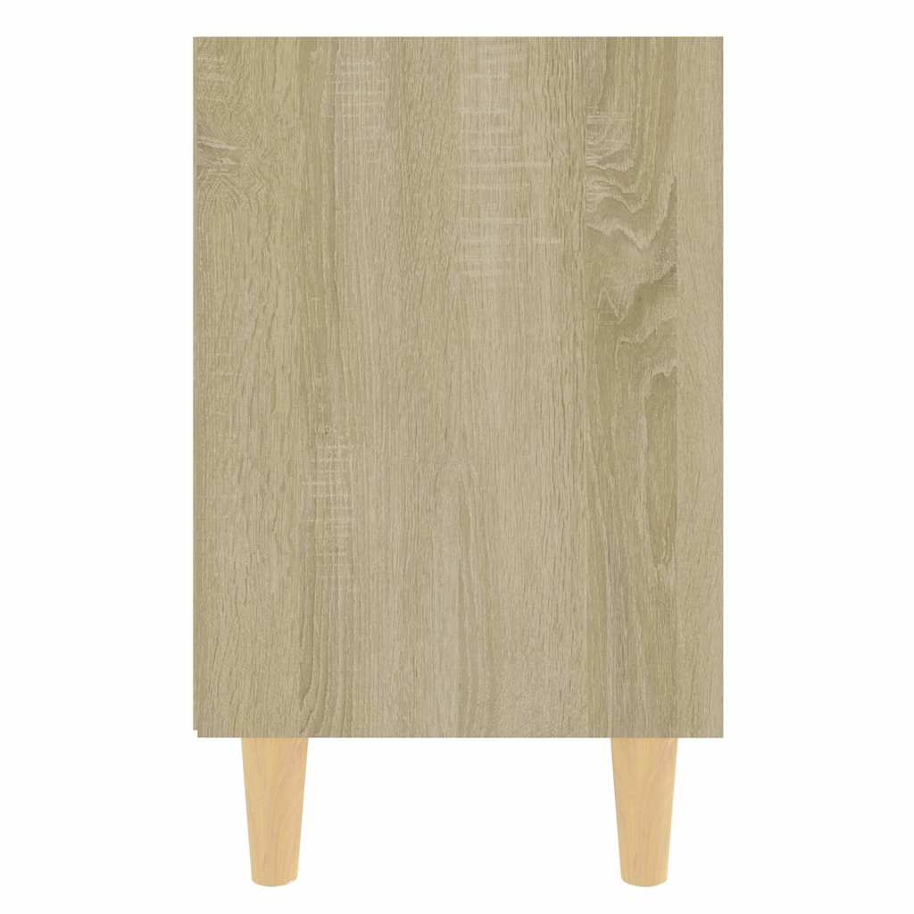 Bed Cabinet with Solid Wood Legs Sonoma Oak & White 40x30x50cm