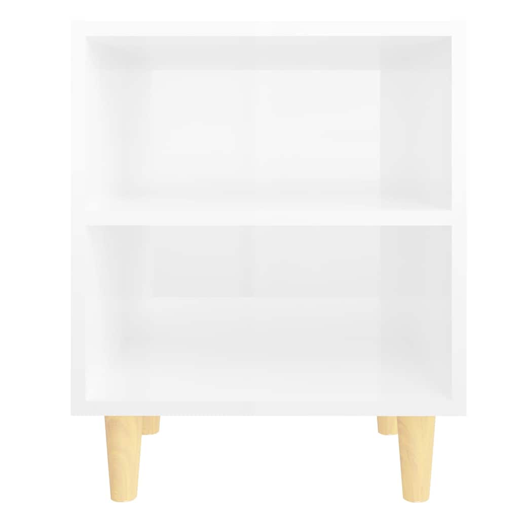 Bed Cabinets Solid Wood Legs 2 pcs High Gloss White 40x30x50 cm