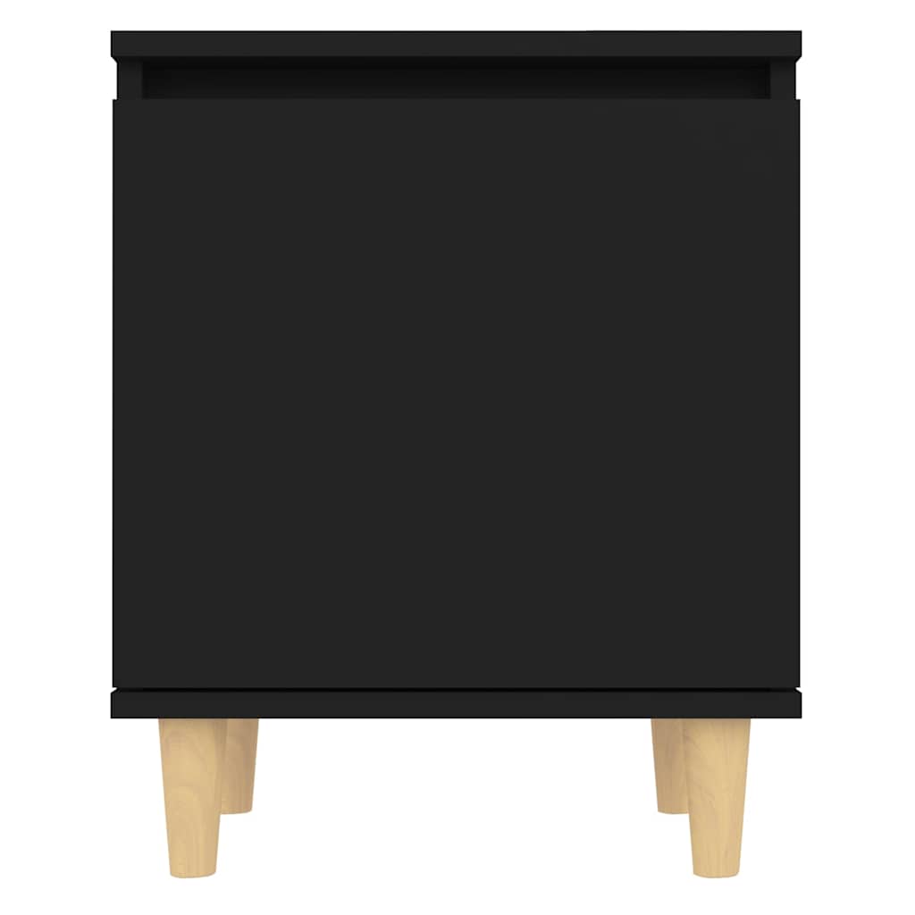 Bed Cabinet with Solid Wood Legs Black 40x30x50 cm
