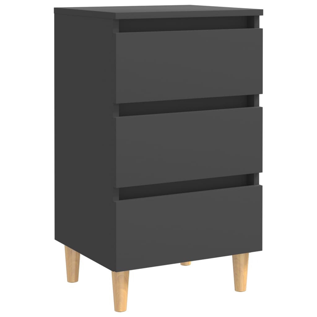Bed Cabinets with Solid Wood Legs 2 pcs Grey 40x35x69 cm