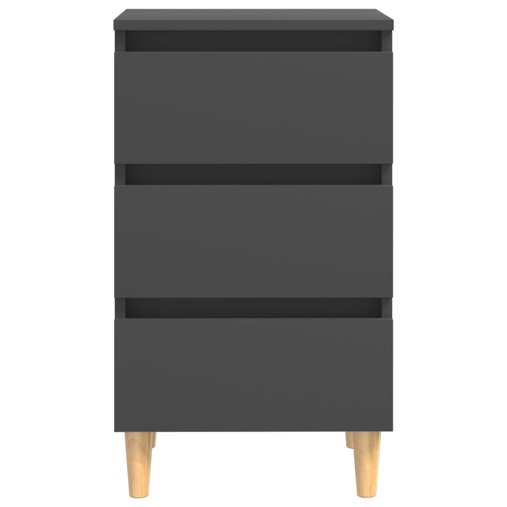 Bed Cabinets with Solid Wood Legs 2 pcs Grey 40x35x69 cm