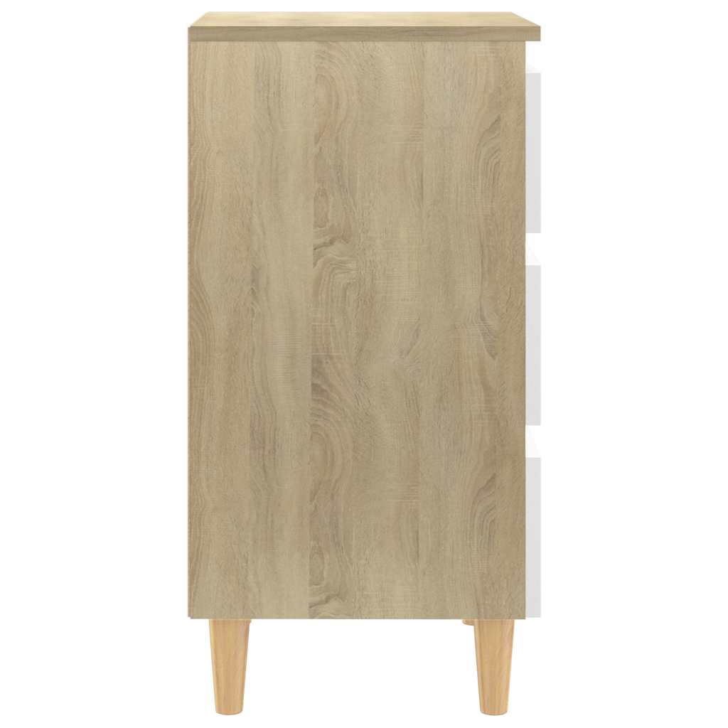 Bed Cabinets & Wood Legs 2 pcs White & Sonoma Oak 40x35x69cm