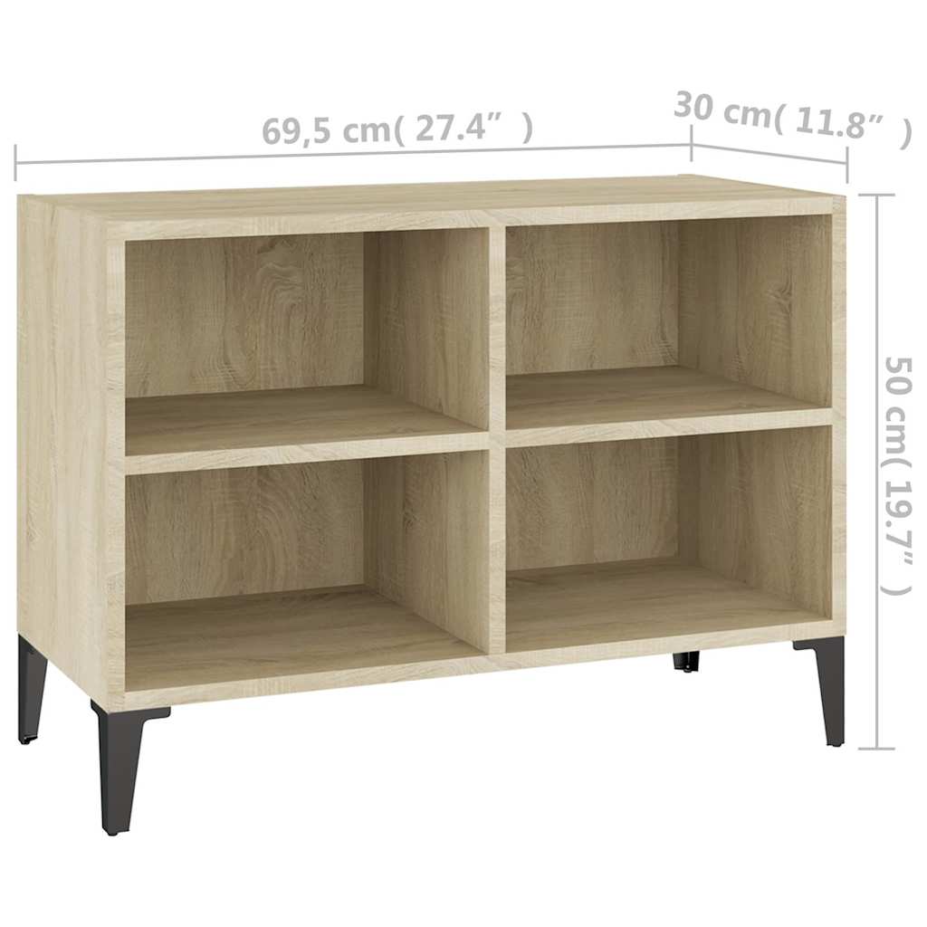 TV Cabinet with Metal Legs Sonoma Oak 69.5x30x50 cm