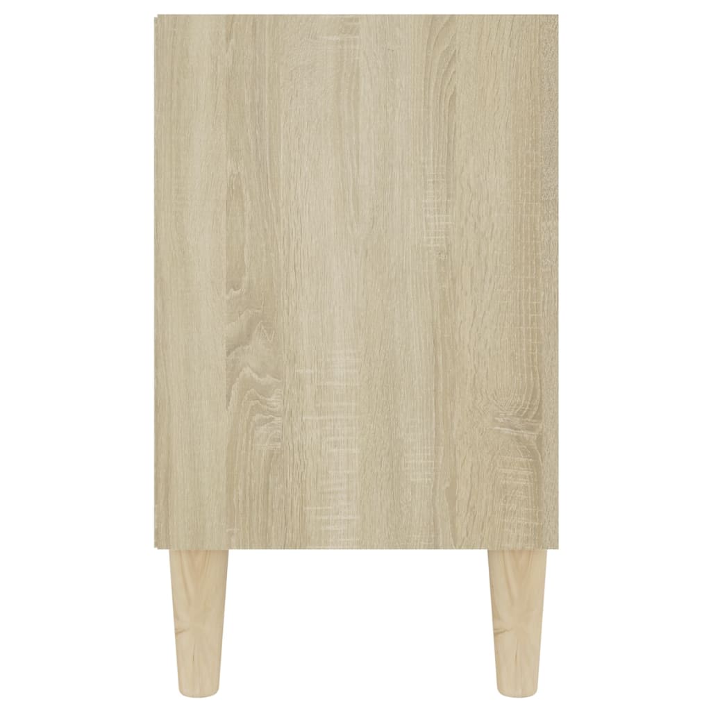 TV Cabinet with Solid Wood Legs White and Sonoma Oak 103.5x30x50 cm