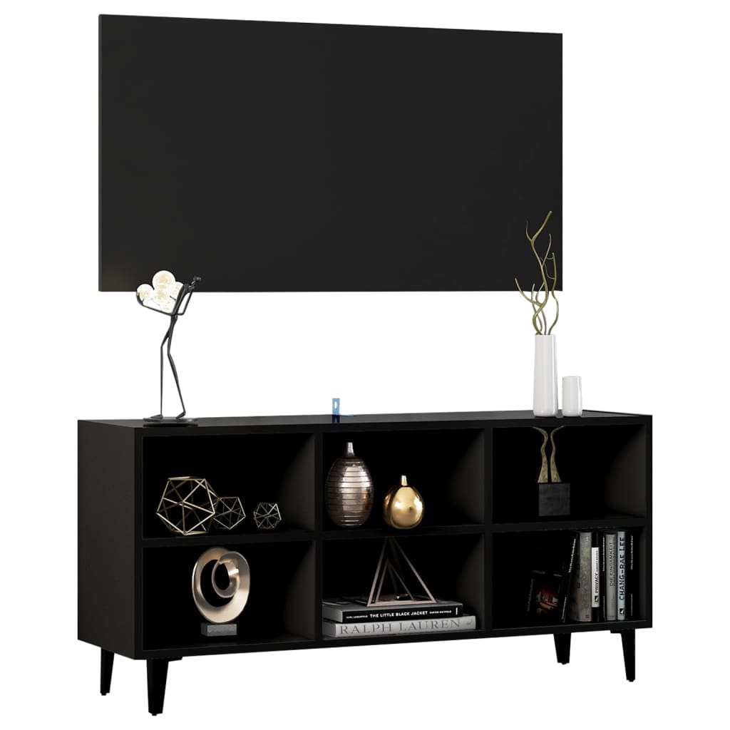 TV Cabinet with Metal Legs Black 103.5x30x50 cm