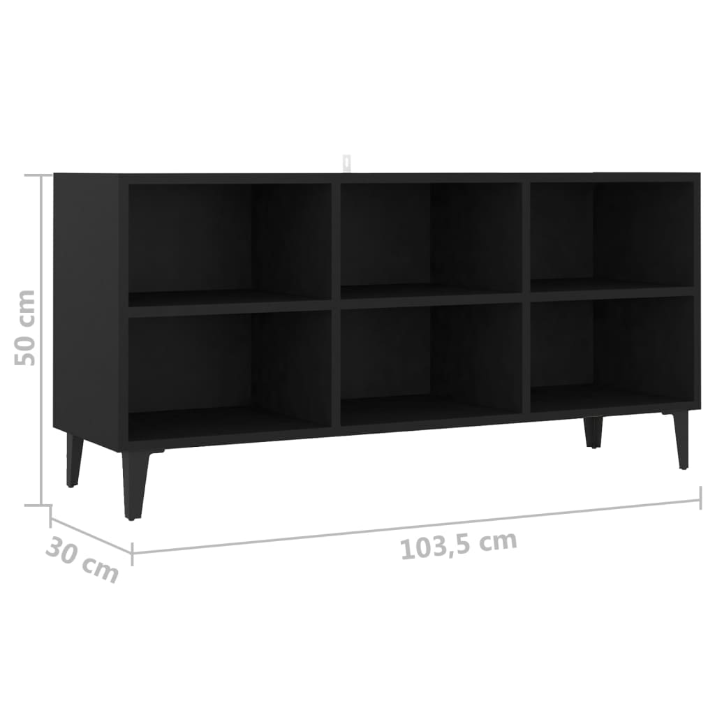 TV Cabinet with Metal Legs Black 103.5x30x50 cm