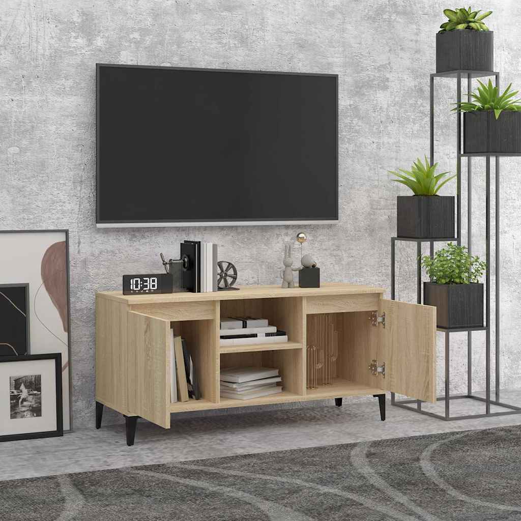 TV Cabinet with Metal Legs Sonoma Oak 103.5x35x50 cm