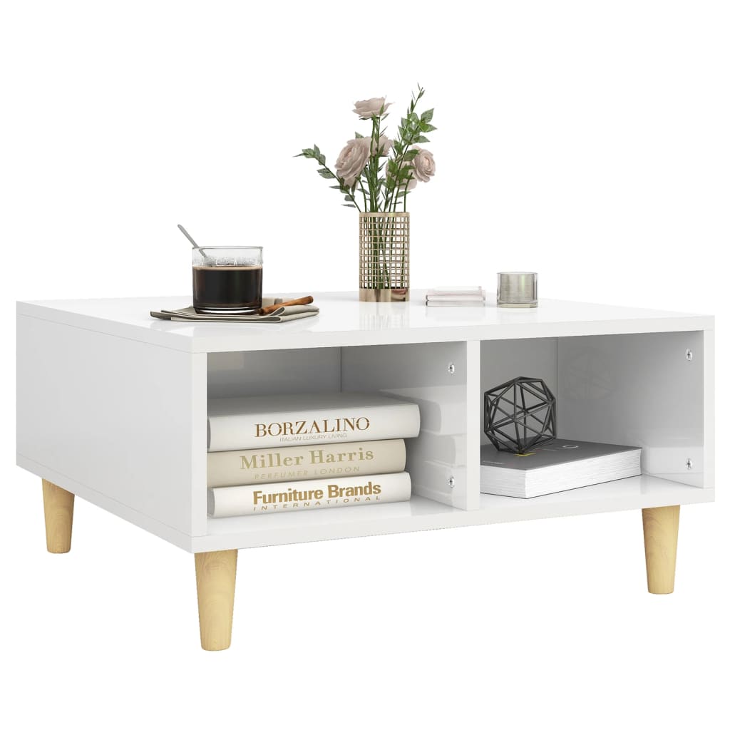 Coffee Table High Gloss White 60x60x30 cm Engineered Wood