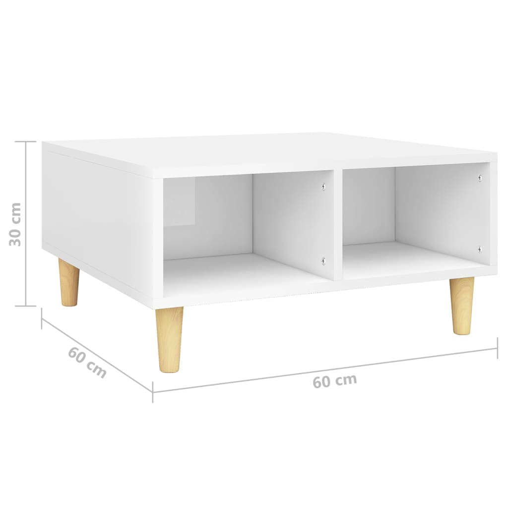 Coffee Table High Gloss White 60x60x30 cm Engineered Wood